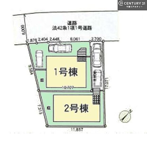 【1号棟】カースペース2台付きでマイカーをお持ちのご家庭でも安心。物件探しのご条件・ご要望・ご質問など、何なりと弊社スタッフまでお申し付けください！