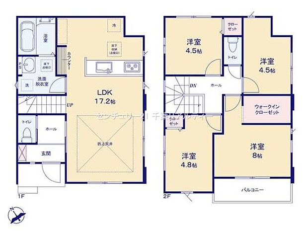 4LDKの魅力的な間取り！LDKはゆったりとした空間で、ご家族との団らん時間が、より一層充実したものになりますね！家族との仲が深まり、自然と笑顔が増えそうです！