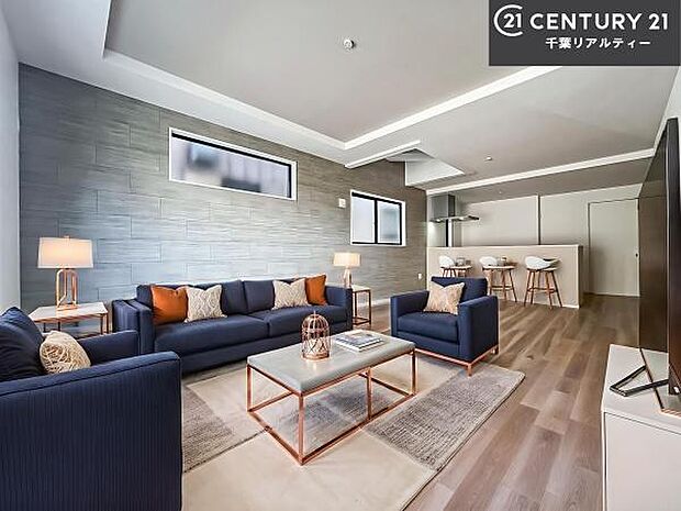 家具はCGパースです。開放感のある広々LDK！ソファーやダイニングテーブルを置いても窮屈にならないので快適に過ごせます！コミュニケーションが取りやすいリビングです！