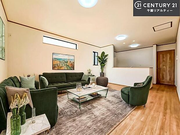 家具はCGパースです。大切な家族が集まるからこそLDKにはこだわりたい。子供たちが元気に笑いながら走り回っている姿を見た時が「広い家にして良かった」と思う瞬間です。