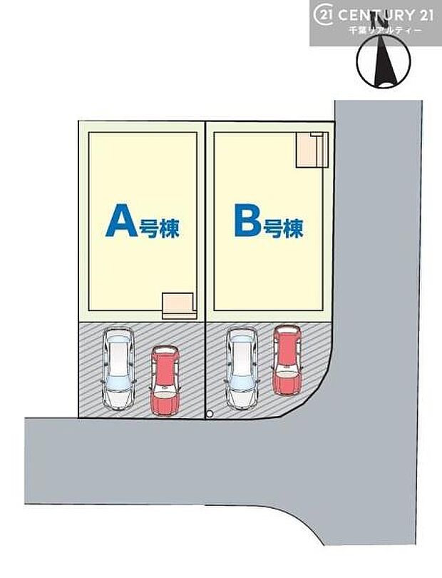 カースペースは2台分を確保しております(車種による)。セカンドカーをお持ちのご家庭はもちろん、来客時にもゆとりをもってご利用いただける安心の仕様です。