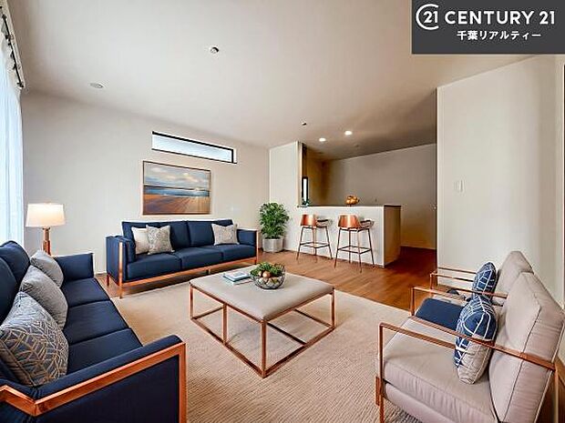 家具はCGパースです。大切な家族が集まるからこそLDKにはこだわりたい。子供たちが元気に笑いながら走り回っている姿を見た時が「広い家にして良かった」と思う瞬間です。