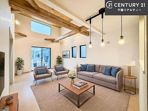 家具はCGパースです。大切な家族が集まるからこそLDKにはこだわりたい。子供たちが元気に笑いながら走り回っている姿を見た時が「広い家にして良かった」と思う瞬間です。