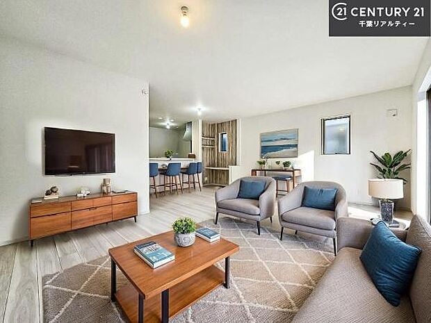 家具はCGパースです。開放感のある広々LDK!ソファーやダイニングテーブルを置いても窮屈にならないので快適に過ごせます!コミュニケーションが取りやすいリビングです!