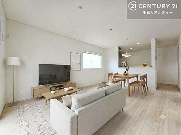 家具はCGパースです。心地良いリビングは家族が自然と集まります。家族団欒の時間が増えそうです。ご家族と、より一層充実した時間を過ごせそうですね。
