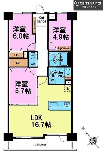3LDKの魅力的な間取り！LDKはゆったりとした空間で、ご家族との団らん時間が、より一層充実したものになりますね。家族との仲が深まり、自然と笑顔が増えます！