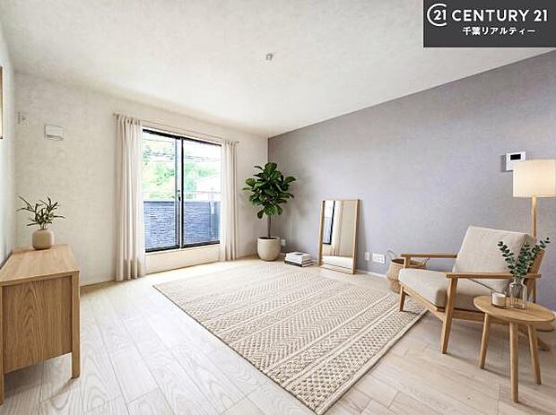 家具はCGパースです。心地良いリビングは家族が自然と集まります。家族団欒の時間が増えそうです。ご家族と、より一層充実した時間を過ごせそうですね。