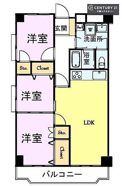 3LDKの魅力的な間取り！LDKはゆったりとした空間で、ご家族との団らん時間が、より一層充実したものになりますね。家族との仲が深まり、自然と笑顔が増えます！