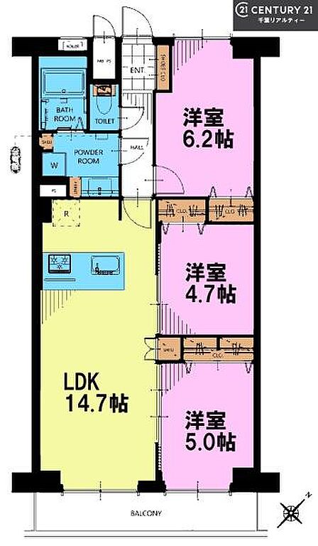 3LDKの魅力的な間取り!LDKはゆったりとした空間で、ご家族との団らん時間が、より一層充実したものになりますね。家族との仲が深まり、自然と笑顔が増えます!