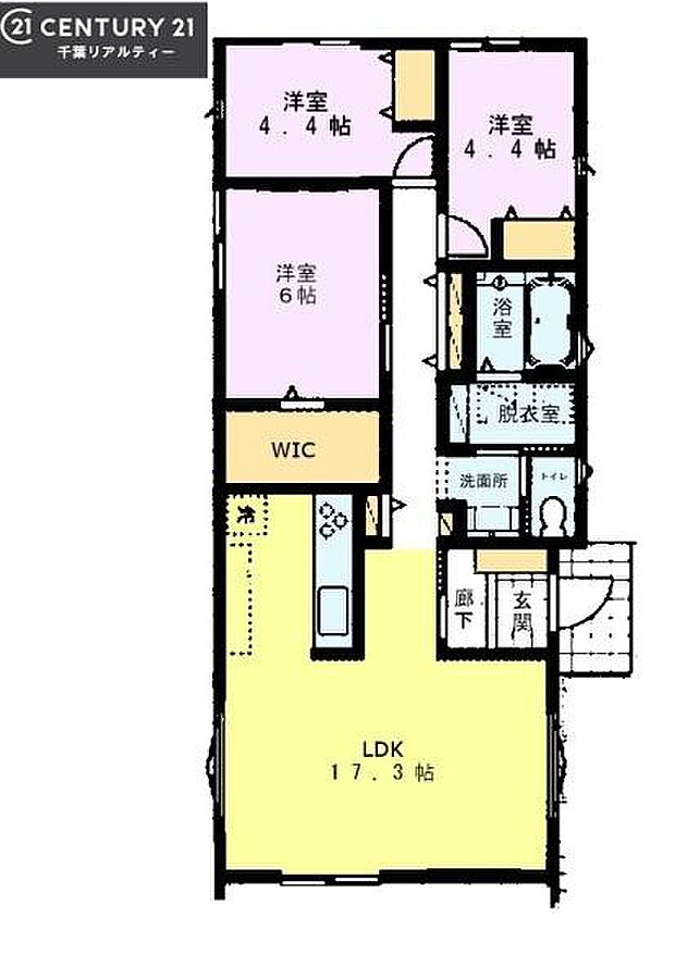 3LDKの魅力的な間取り!LDKはゆったりとした空間で、ご家族との団らん時間が、より一層充実したものになりますね。家族との仲が深まり、自然と笑顔が増えます!