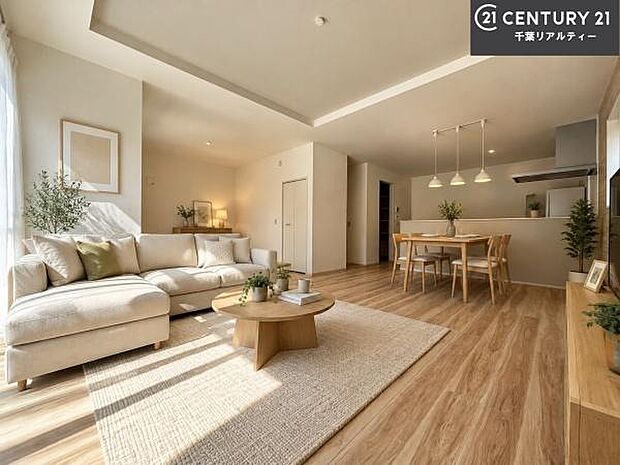 家具はCGパースです。心地良いリビングは家族が自然と集まります。家族団欒の時間が増えそうです。ご家族と、より一層充実した時間を過ごせそうですね。