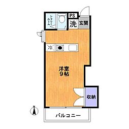 ヴィラージュ竹の塚 2階ワンルームの間取り