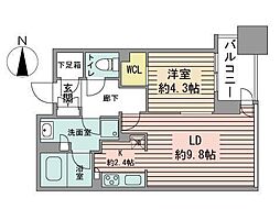 プライムメゾン南2条 8階1LDKの間取り