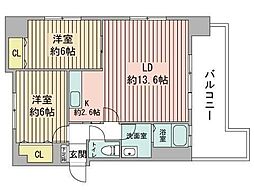 ビッグパレス南12条 2LDKの間取図画像