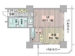 PRIMEURBAN札幌リバーフロント 1LDKの間取図画像