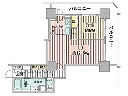 PRIMEURBAN札幌リバーフロント 1LDKの間取図画像