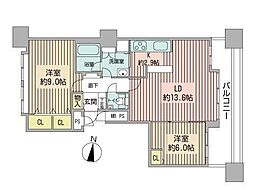 D'クラディア大通 2LDKの間取図画像