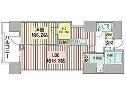 マストライフ南4条 1LDKの間取図画像