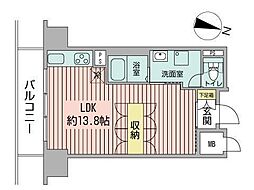 UURコート札幌南3条プレミアタワー ワンルームの間取図画像