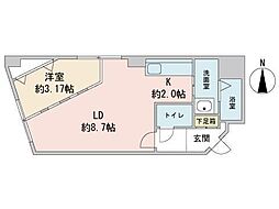 グランカーサ北3条 1LDKの間取図画像