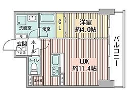 バロンドール 1LDKの間取図画像