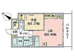 レジデンスカープ札幌 1LDKの間取図画像