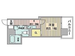 レジディア南一条 1Kの間取図画像