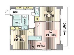 RESIDIAKITA-SANJO 2LDKの間取図画像