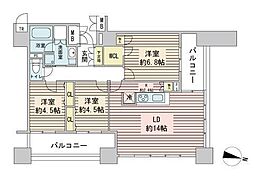 ラフィネタワー札幌南3条 3LDKの間取図画像