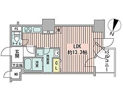 UURコート札幌南3条プレミアタワー ワンルームの間取図画像
