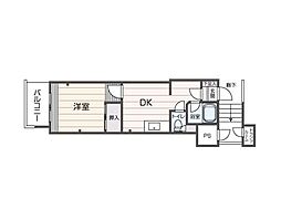 プレジデントハイム 1DKの間取図画像