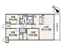 クリオ伏見弐番館 3LDKの間取図画像