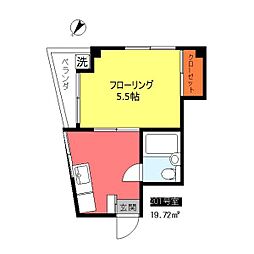 ハイツＫＭＹ 2階1Kの間取り