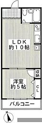 武蔵野サンハイツ 1LDKの間取図画像