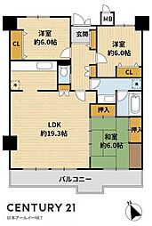 アルテ高槻 3LDKの間取図画像