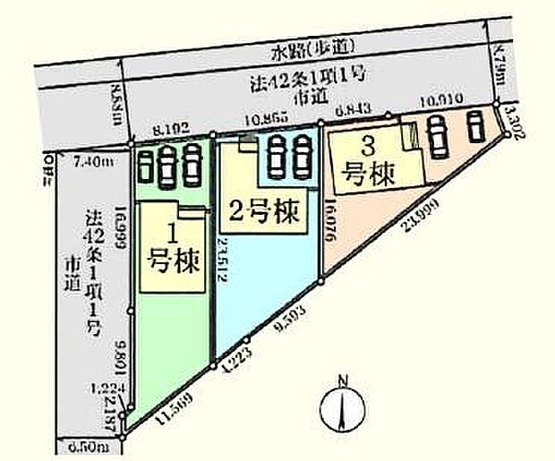 北西8.8m・南西7.44m公道に接道