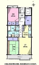 リバーサイド壱番街弐号棟 2LDKの間取り