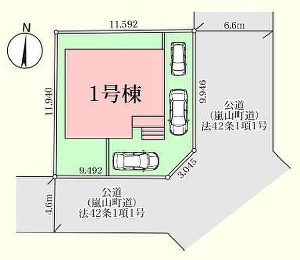 東側6.6ｍ・南側4.6ｍ公道に接道