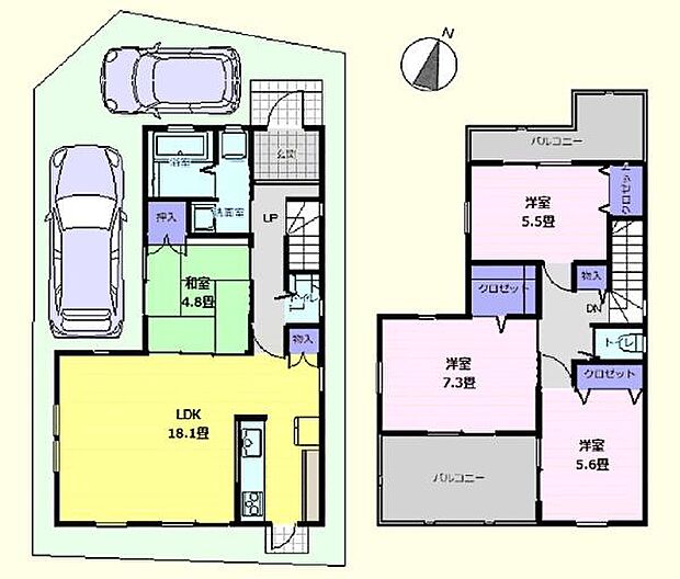 角地♪勝手口のある18帖リビング!