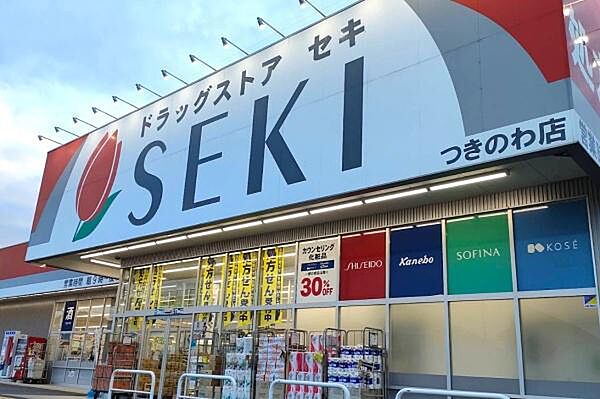 ドラッグストアセキ つきのわ店まで600m