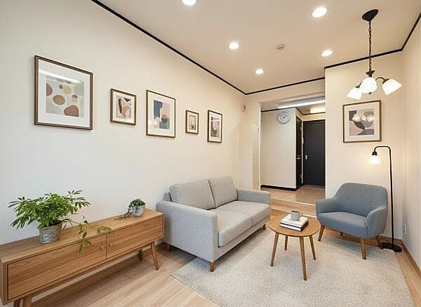1階店舗部分　居室へのリフォームイメージ　※CG加工により家具消しステージングをしています。