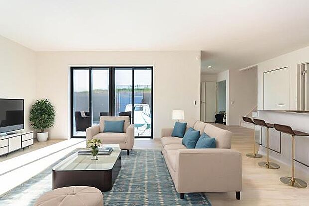 この広々とした空間は、ご家族の未来を描くキャンバス。どんな家具を置いて、どんな素敵な物語を紡いでいきますか？※本画像の家具はCGです。