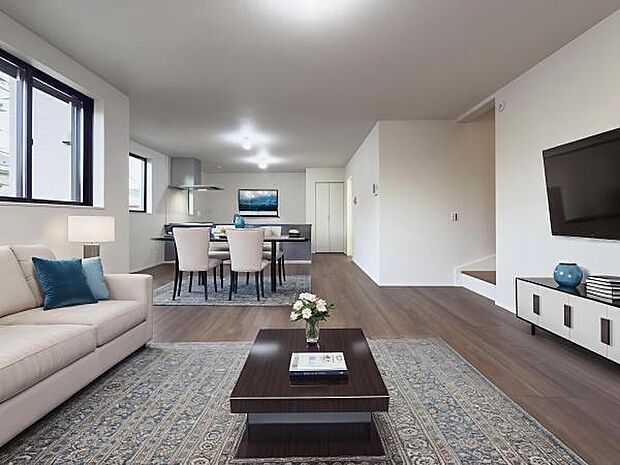 デザイン性と居心地の良さを両立したモダンな空間。お子様の成長を優しく見守り、家族の思い出を刻むのにふさわしい舞台です。(本画像はCGにて家具等を配置しております。実際に家具等はおかれておりません。)