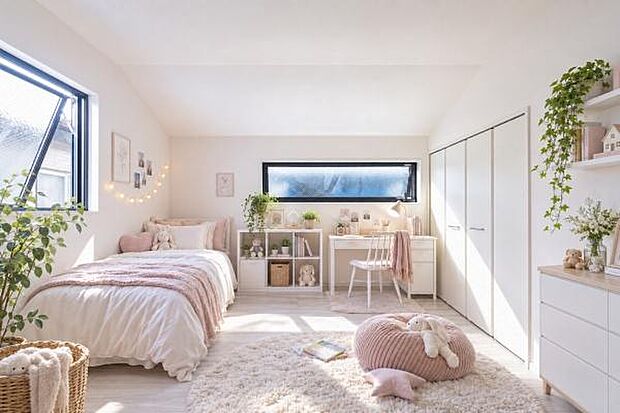 健やかな成長を育む子ども部屋。お気に入りの空間で笑顔あふれる毎日を。※家具等はイメージCGです。購入は有料となります。