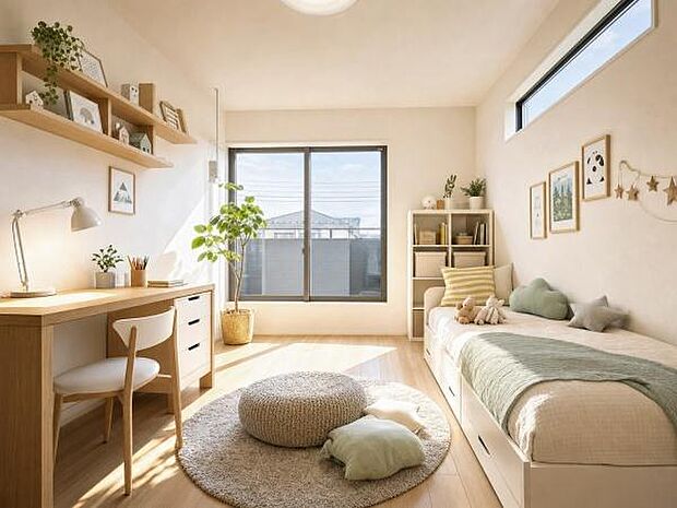 明るい陽光が差し込むお部屋。心地よい風を感じながら、お子様が健やかに成長する姿が目に浮かびますね。※家具等はイメージCGです。購入は有料となります。