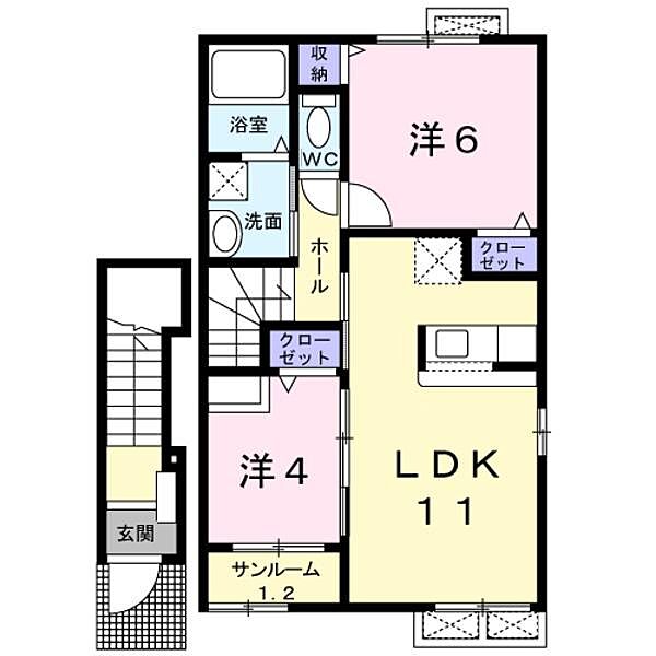 ベル ｜鳥取県鳥取市西品治(賃貸アパート2LDK・2階・52.80㎡)の写真 その2
