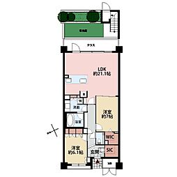 パークナード鎌倉長谷シーサイドヴィラ 2LDKの間取図画像