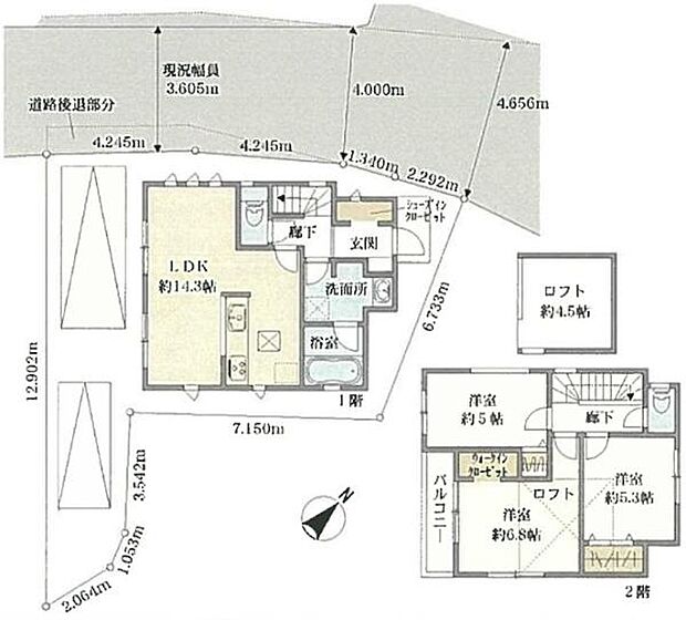 《間取り》■シューズインクローゼット、ウォークインクロゼットと、収納にこだわりぬいた間取り設計です。