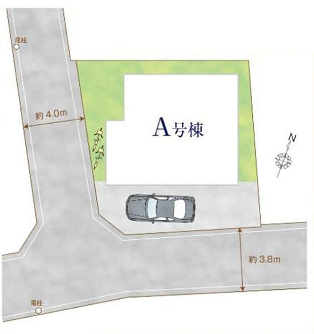 角地の為、開放感のあるロケーション。