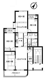かしの木台ハイツ 4LDKの間取図画像